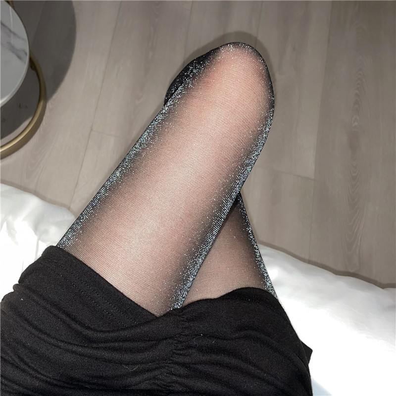 *Real shooting without price reduction ~ Silver stockings wear silk stockings sexy pantyhose thin pearlescent black silk stockings