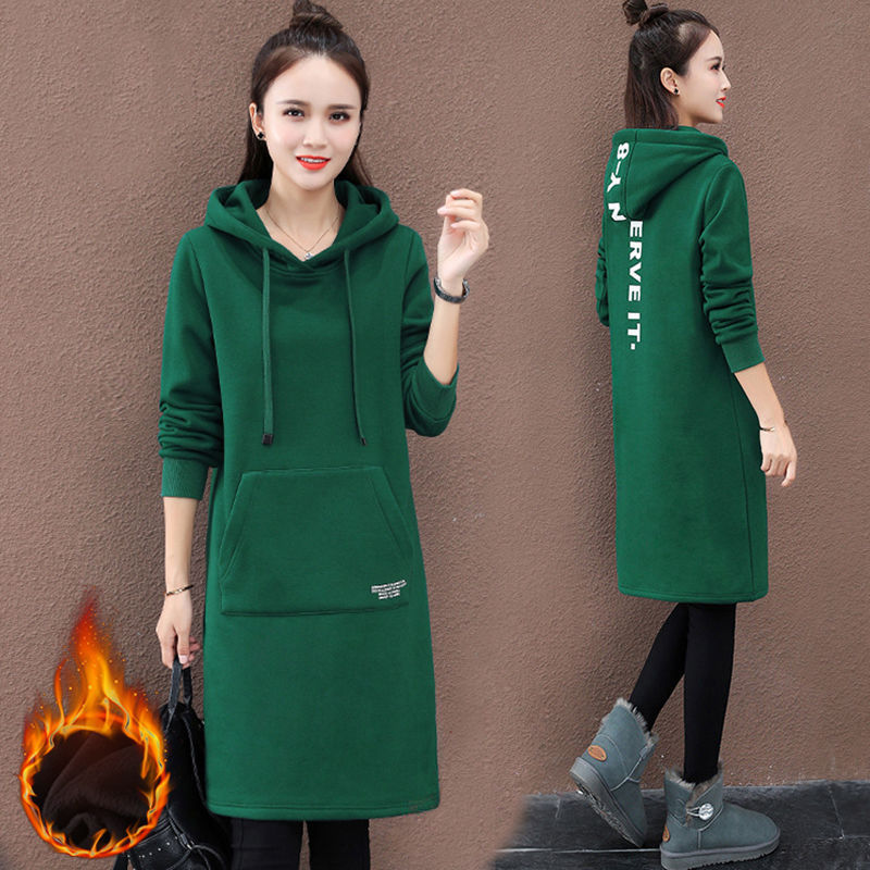 Women's new fashion thickened Plush jacket loose Korean winter long coat autumn winter dress