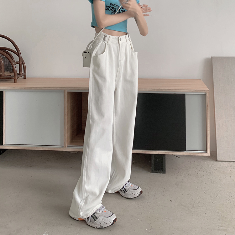 Real price loose high waist SLIM STRAIGHT wide leg pants floor length jeans