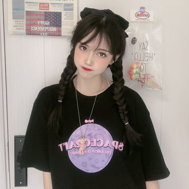 2021 new summer short sleeve T-shirt women's loose fit Korean medium and long fashion top students versatile
