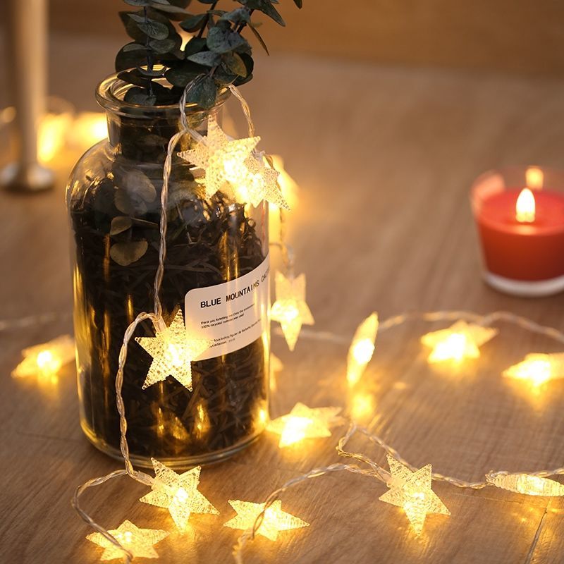 Star lights colorful lights girl's heart net red light decoration dormitory bedroom string lights LED lights string flashing lights Festival Christmas lights