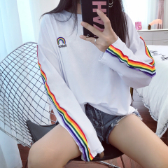 Korean Rainbow Stripe long sleeve T-shirt