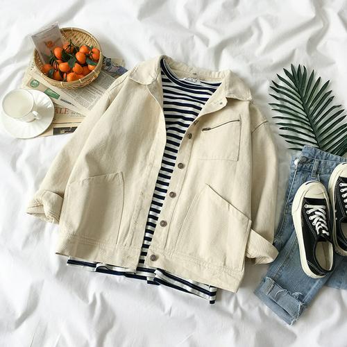 Spring and Autumn New Women's wear Korean retro versatile Jeans Jacket Women's casual loose suit collar jacket