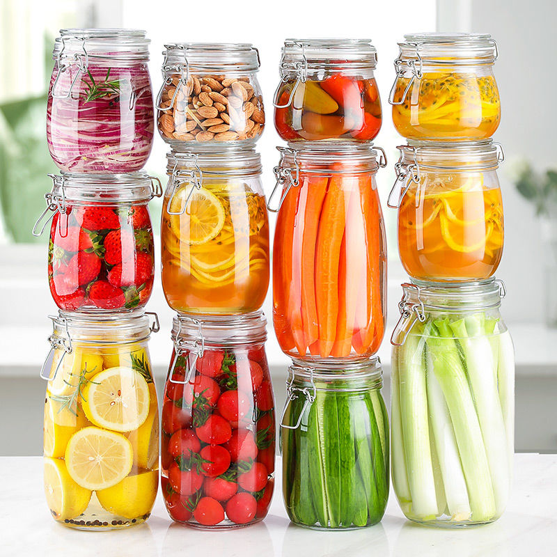 Sealed jar glass bottle storage jar kitchen supplies storage box honey lemon bottle enzyme bottle milk powder sealed bottle