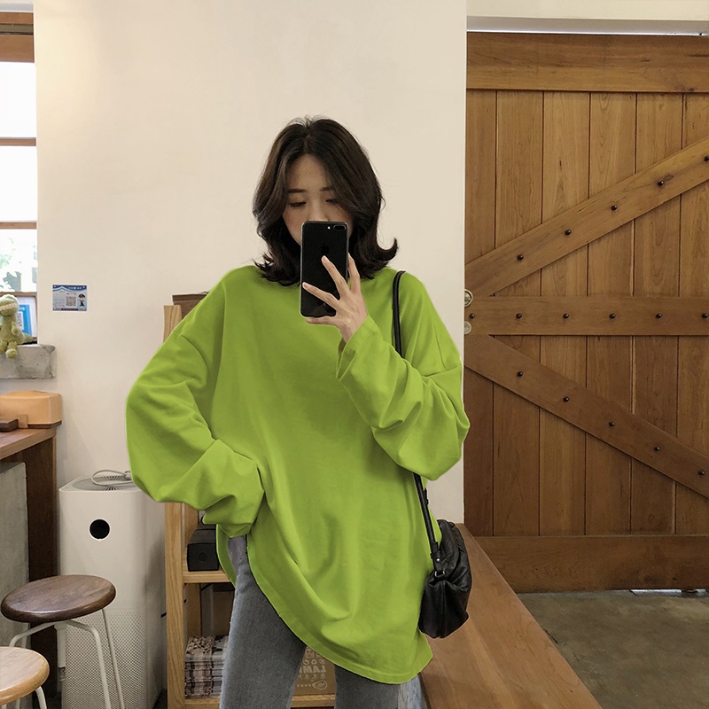 Avocado Green 2021 autumn long sleeve T-shirt women