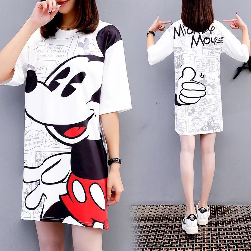 Pajamas women summer Korean season mid long nightdress short sleeve women's summer home clothes students lovely big size can be worn out