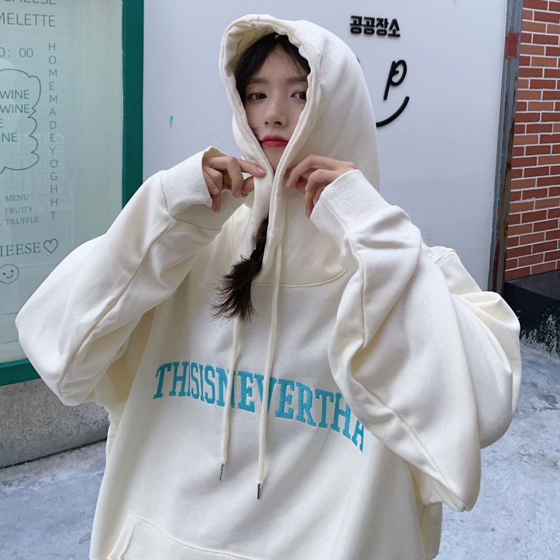 Real price thin sweater women's hooded embroidered letters