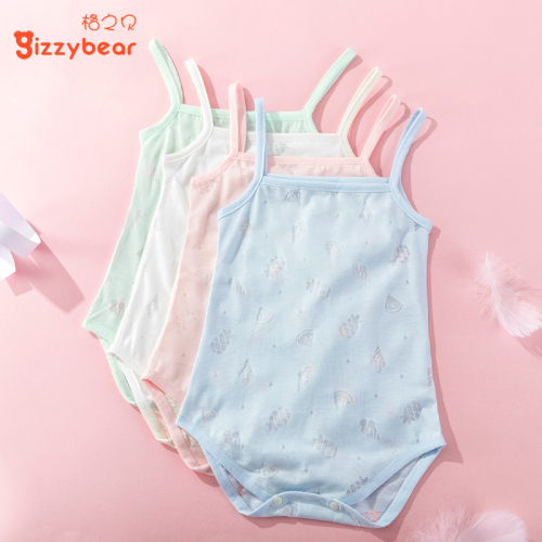 Baby's one-piece clothes, new baby's sleeveless clothes, boys' and girls' lovely suspender bag, summer thin clothes