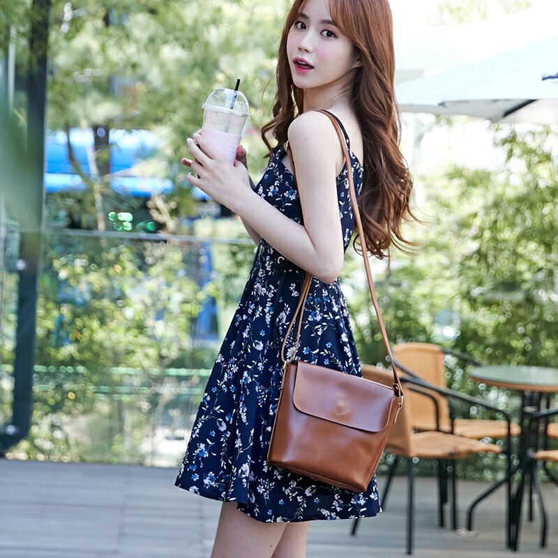 Suspender dress summer Department sweet little fresh Floral Chiffon Korean V-neck waist doll skirt girl student