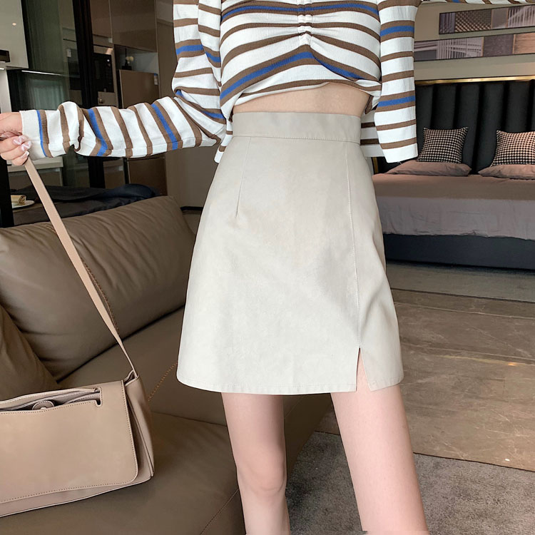 Real price ~ 2021 new Korean version net red high waist thin leather skirt Hip Wrap Skirt A-line skirt short skirt female