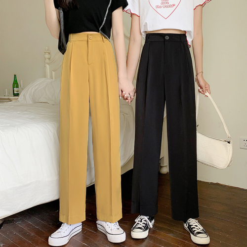 Real price 2021 new thin summer Korean loose high waist slim suit pants women's pants