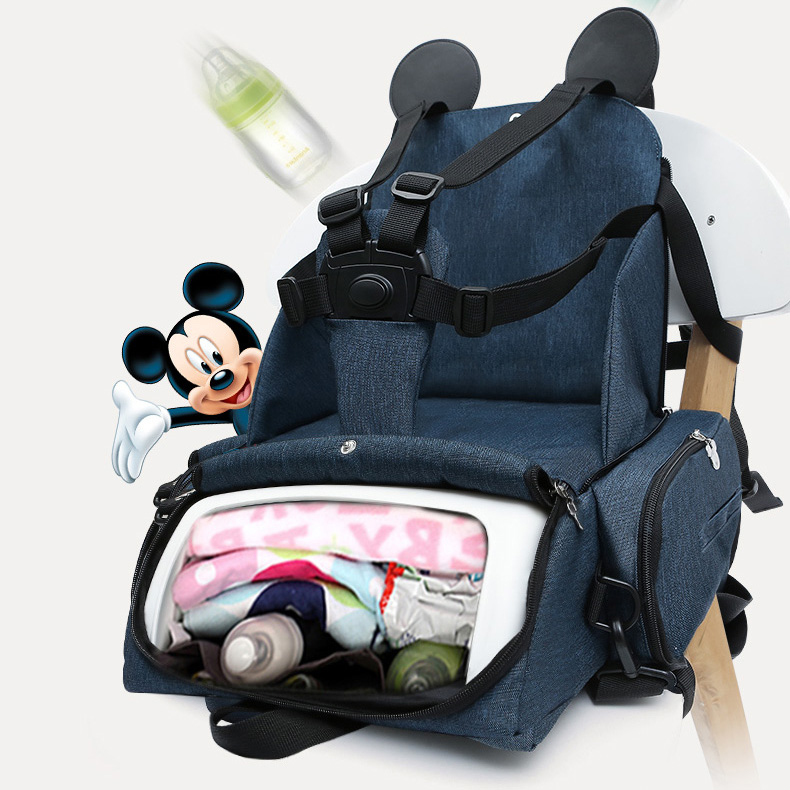 Disney children's dining chair bag baby dining out portable dining chair multi-functional large capacity Mommy bag mother baby bag