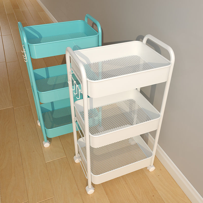 Kitchen shelf floor multi-layer mobile cart vegetable basket storage shelf supplies home