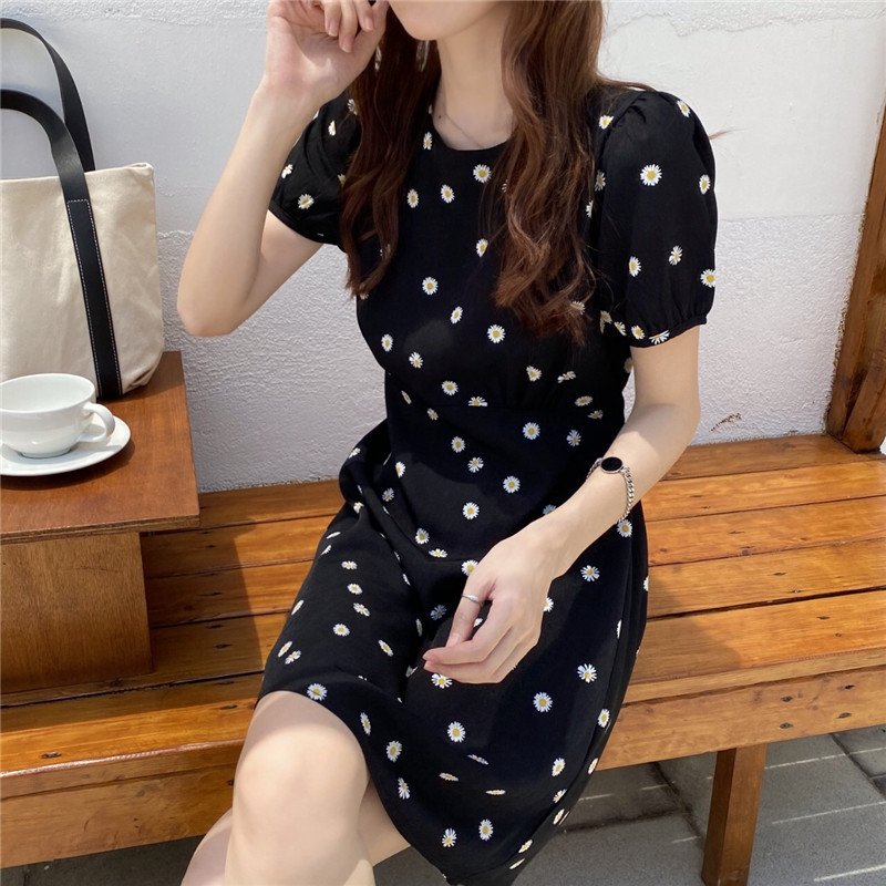Real price super good looking simple round neck Floral Dress