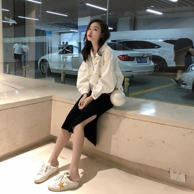 New autumn suit women's 2020 Korean short denim jacket with thin temperament suspender skirt fashion two-piece suit fashion