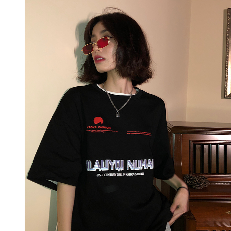Hong Kong style girl loose short sleeve T-shirt