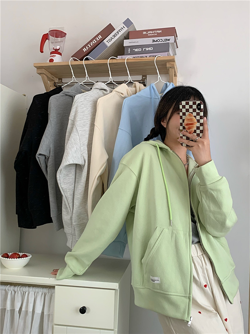 Spring new Korean student cardigan small coat spring summer loose hooded blouse female