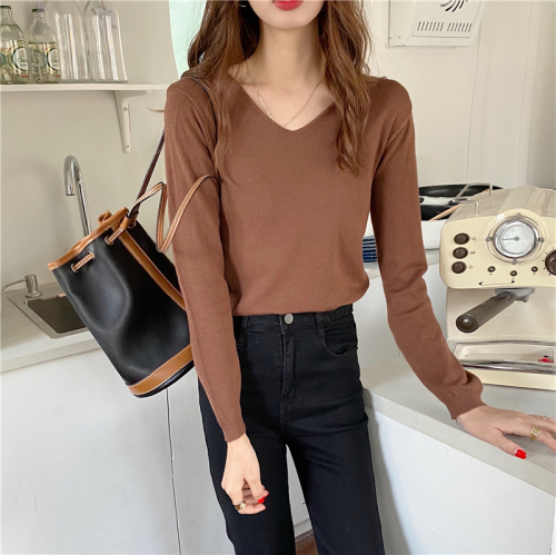 Real price autumn and winter V-neck Pullover long sleeve outer sweater