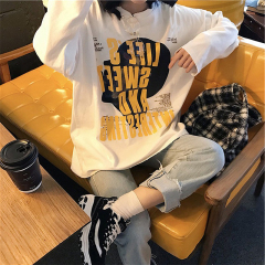 2021 white long sleeve t-shirt female