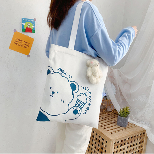 Canvas bag female college students in class are simple and versatile, hand-held cloth bag, hand-held Japanese ins Korean literary shoulder bag