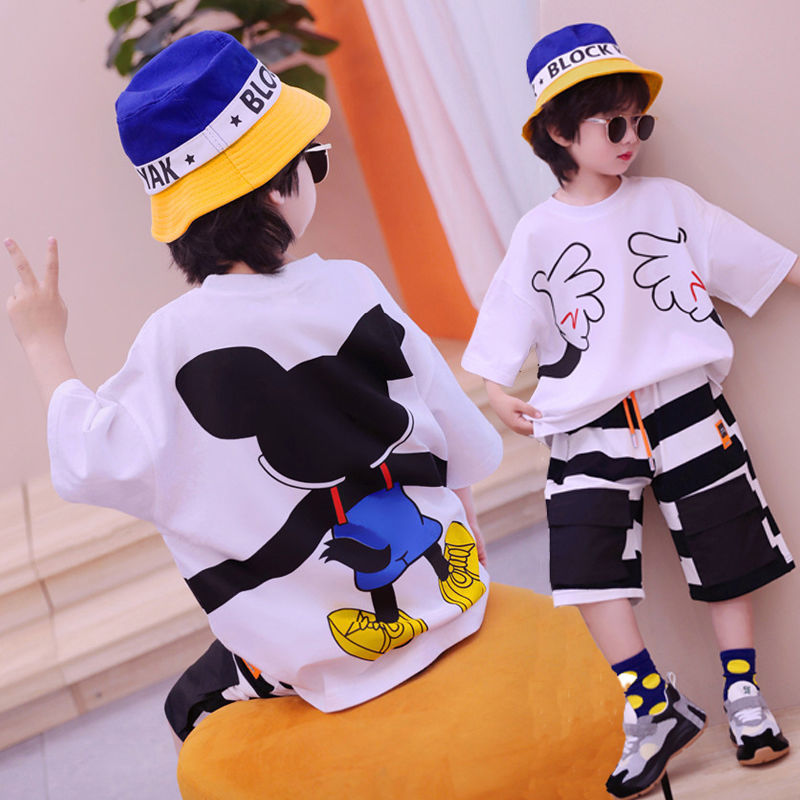 Children's wear boys' suit summer wear new cotton children's short sleeve suit boy's foreign style suit two piece suit in summer