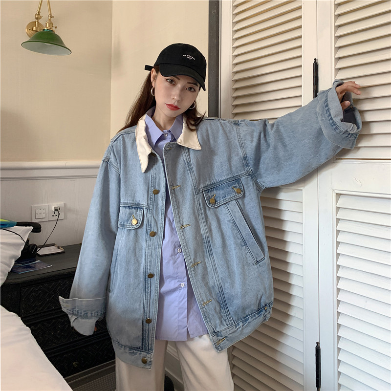 Denim Jacket Women's Korean version loose spring autumn new Harajuku retro salt denim trend
