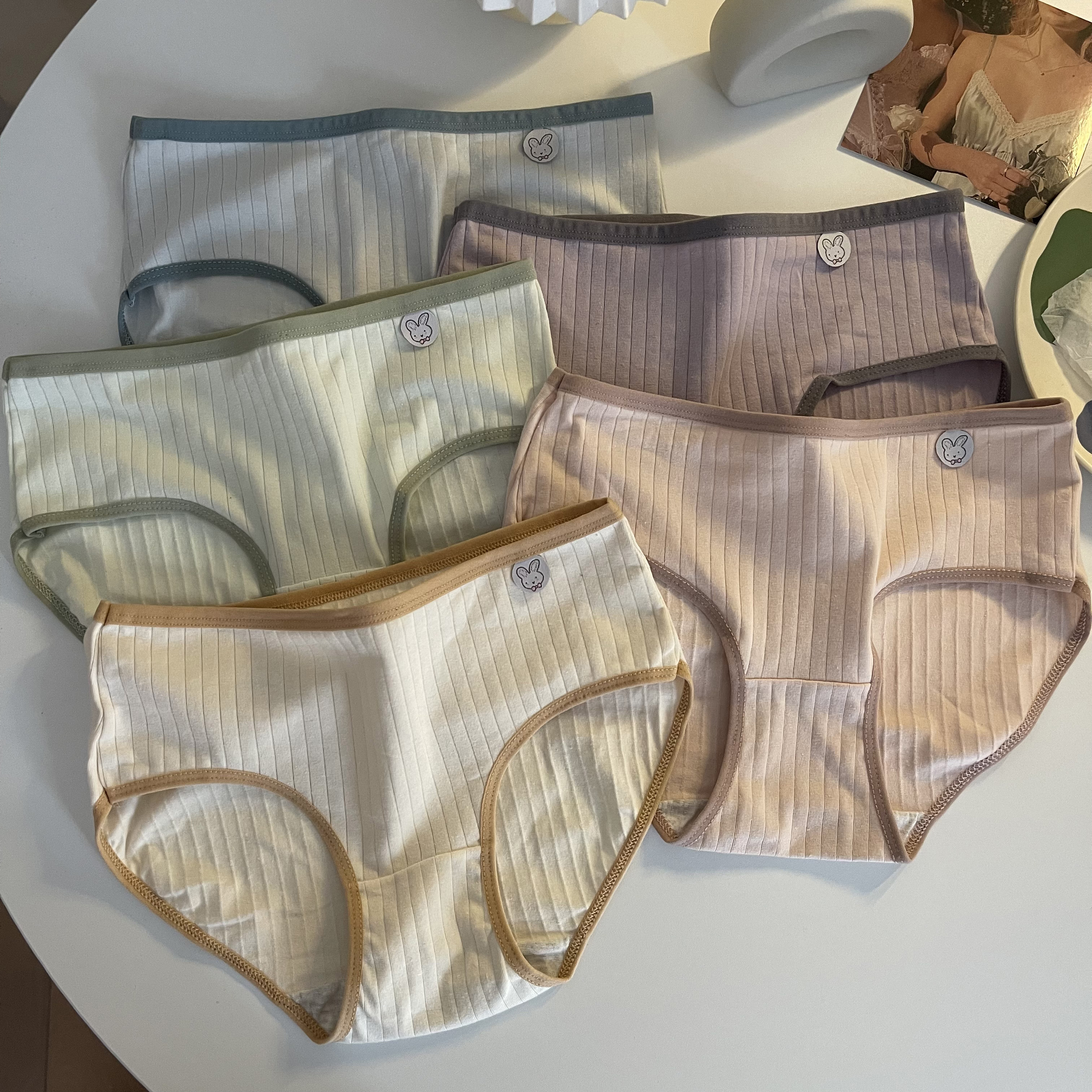 Real price summer simple lovely sweet girl middle waist cotton underwear women's triangle bottoming pants 5 Pack