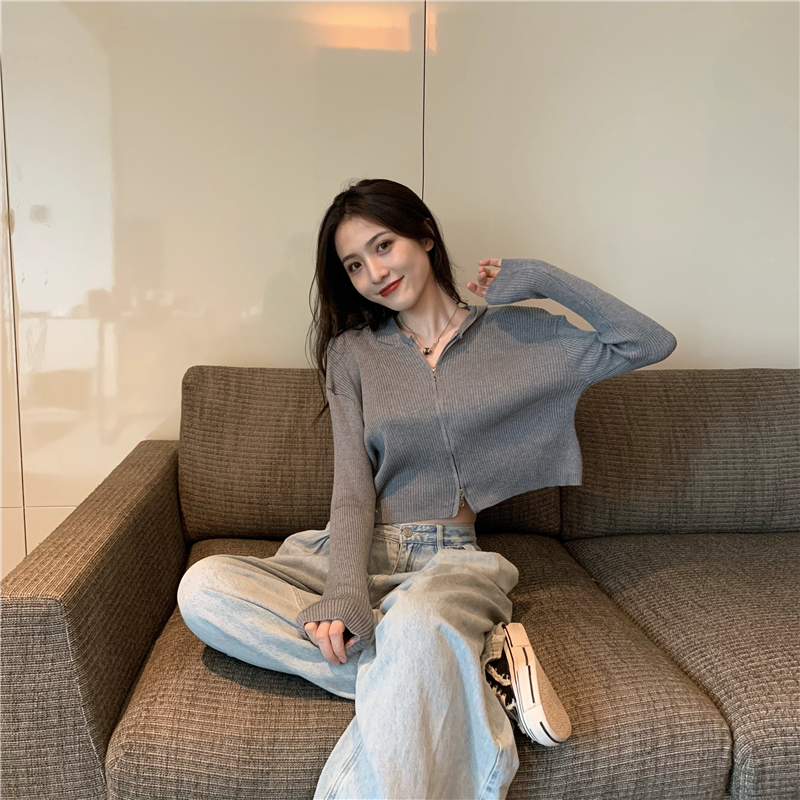 New double zipper hooded knitted cardigan