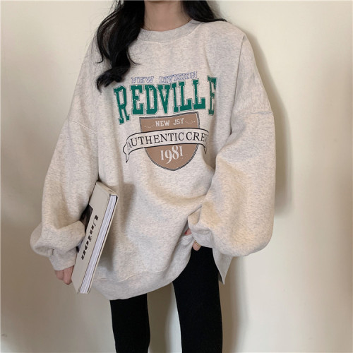 Official figure autumn Korean large size sweater women's Japanese and Korean letter printing loose printing
