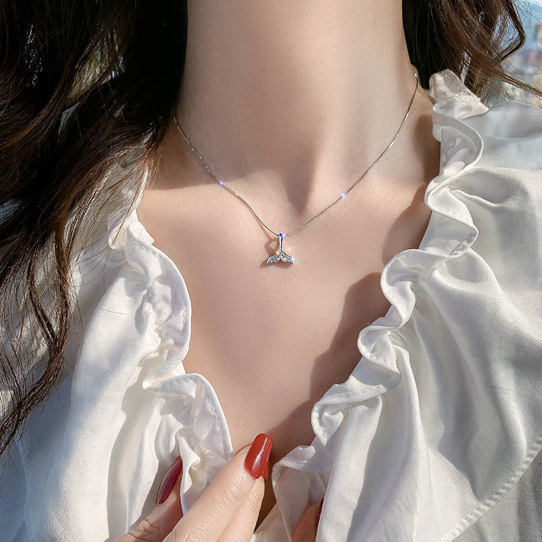 Collarbone chain man fishtail Necklace girl student gift ins net red Korean version simple pendant jewelry temperament girl 925