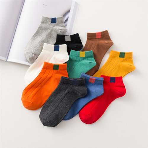 Korean version of personality ladies with striped boat socks shallow mouth low-help summer style college sports women socks