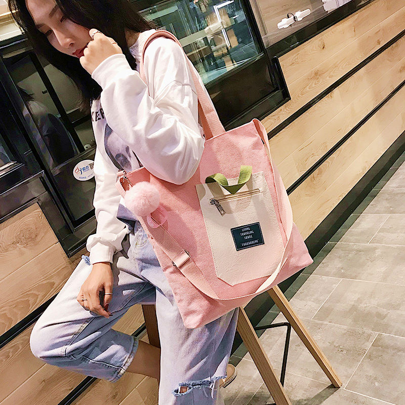 Canvas Shoulder Bag for female students Korean version of messenger schoolbag ins
