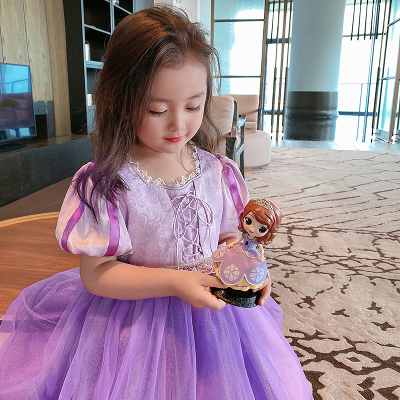 Chen Da Zhu l Ma girls' dress 2021 summer new Disney Elsa princess dress short sleeve dress