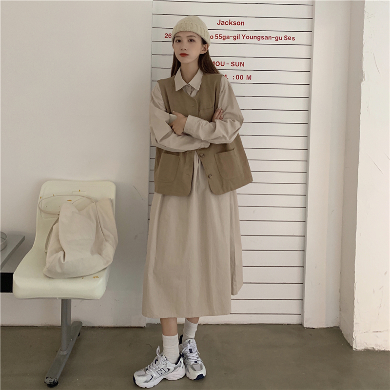 Real price real price autumn temperament goddess style clothes college style vest two-piece suit slim dress female