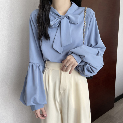 Real price real shot white shirt female design sense of minority new early autumn fashion chic spring long sleeve top
