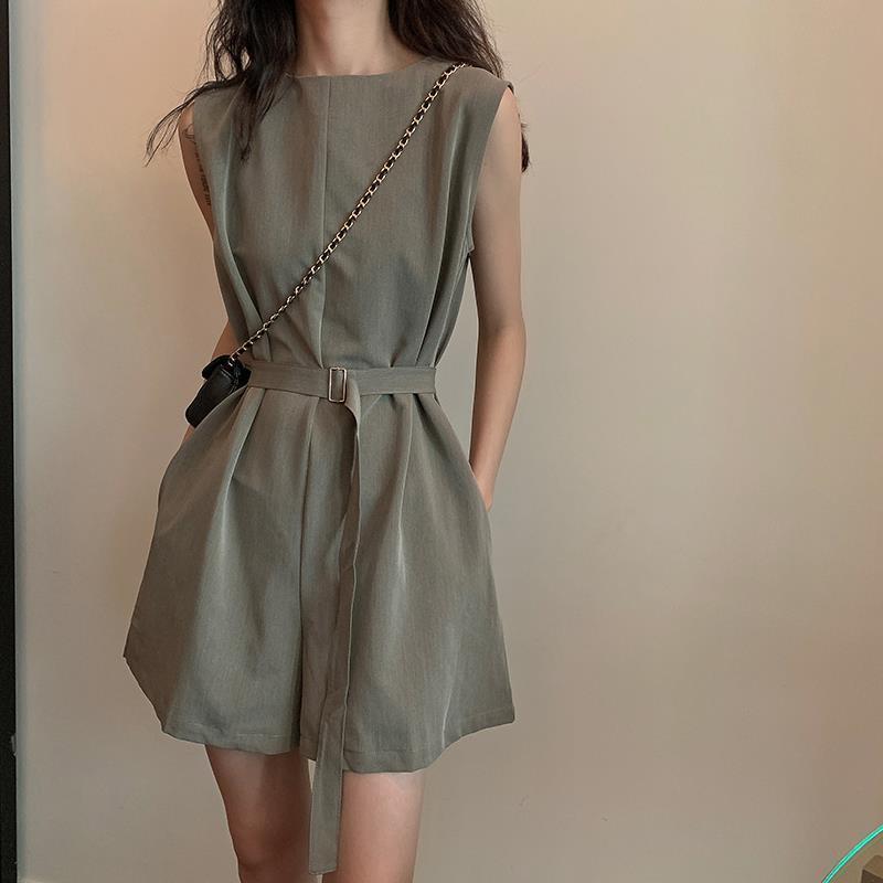 Women's sleeveless Jumpsuit women's 2020 summer new Korean high waist loose casual Romper wide leg SHORTS CHILDREN