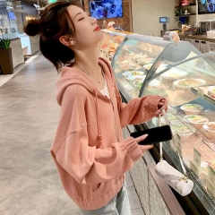 Waffle Hooded Jacket Women's 2021 new spring and autumn sports loose casual top trend