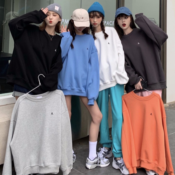 Plush long sleeve sweater female Korean version trendy student loose style couple girlfriends large size jacket autumn and winter