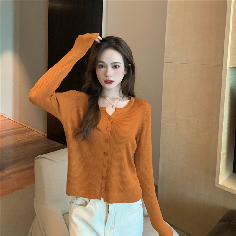 Real price spring and autumn thin pure color long sleeve versatile loose knit sunscreen cardigan women