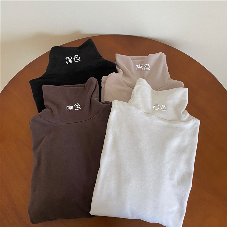 Real price high collar long sleeve bottomed shirt warm T-shirt with de velvet thickened double-sided VELVET TOP