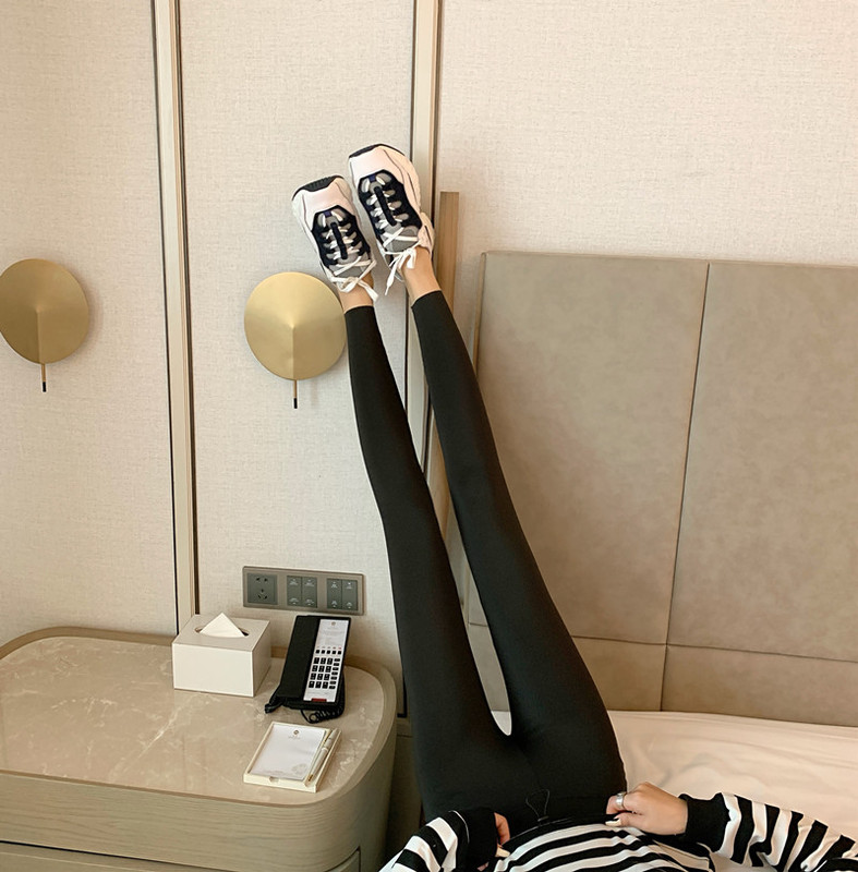 Real price shark skin Leggings women wear 9-point small foot Plush tight thin leg pressure yoga pants