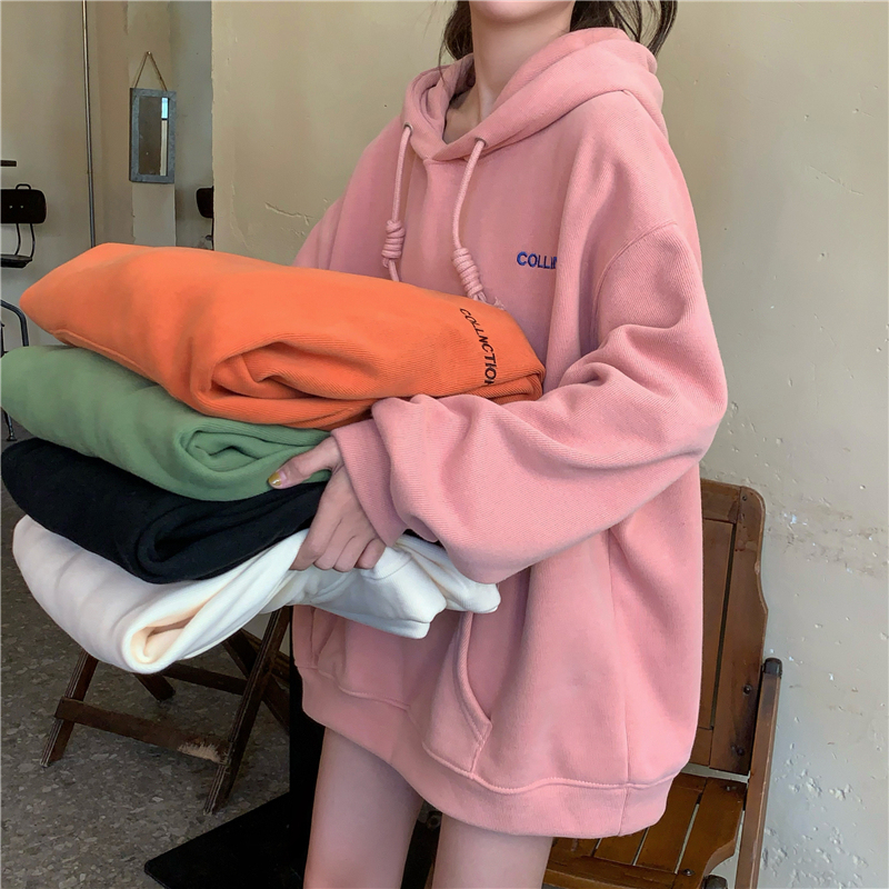 Official figure 250g Plush sweater women's hooded letter embroidery