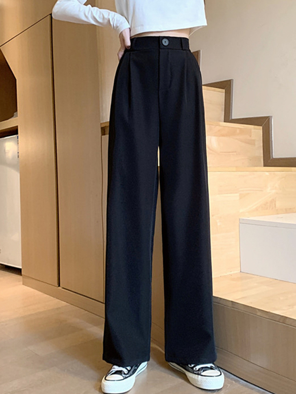 Non real shooting apricot suit pants women's drop feeling trousers summer high waist leisure wide leg brown pants