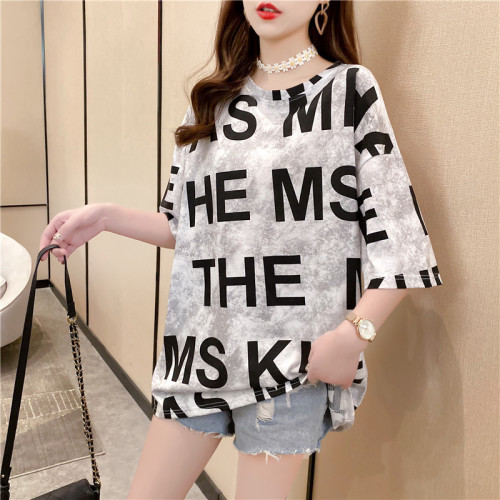 Real shooting summer women's super fire short sleeve letter T-shirt women's fashion couple loose top