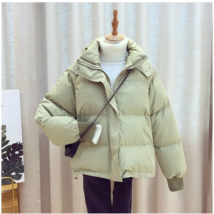 Down cotton padded jacket women's short bread jacket chic East Gate harbor style loose thickened student cotton padded jacket winter coat fashion