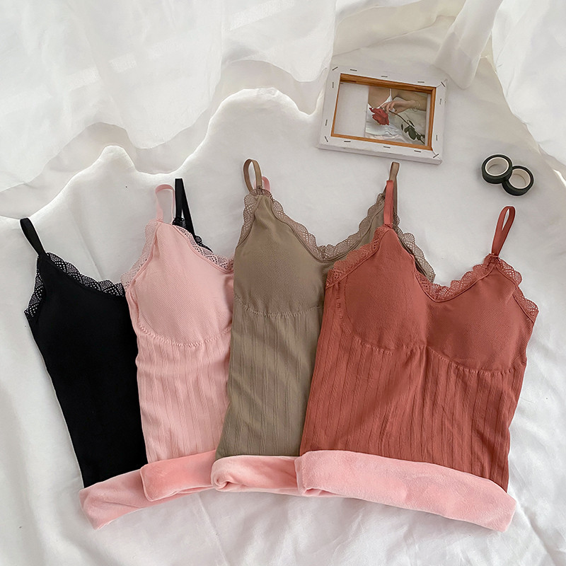 Real price real price winter Plush thickened suspender vest with breast pad, with warm underwear and bottom clothes for women