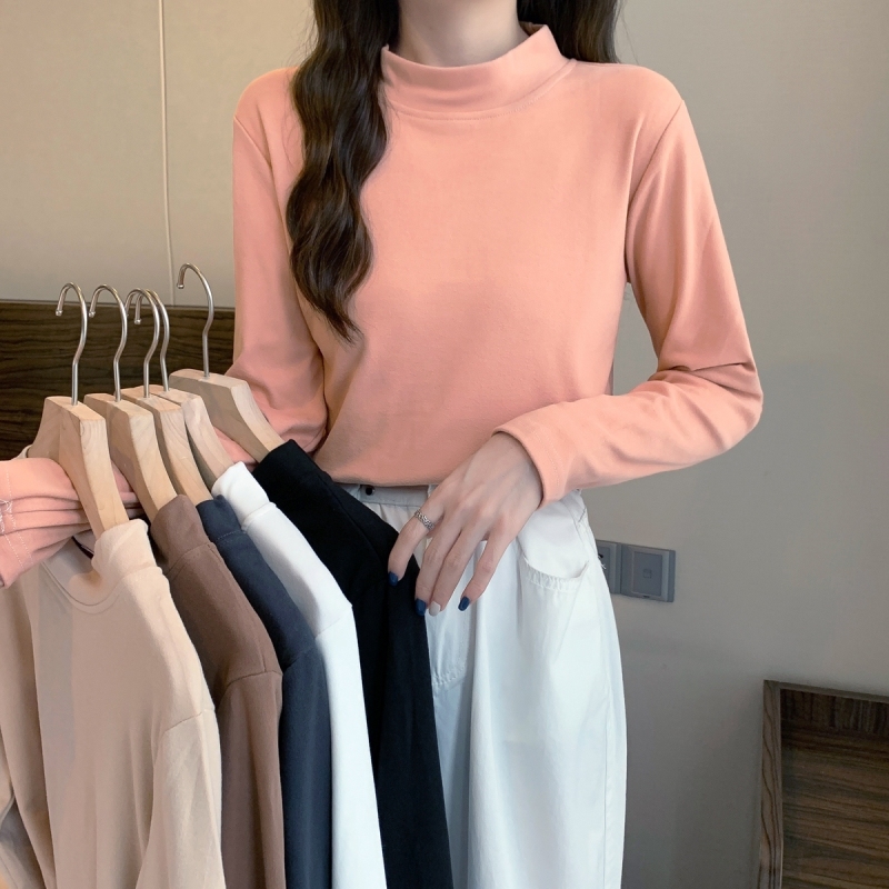 Real shooting autumn and winter half high collar de velvet women's coat with double-sided sanding