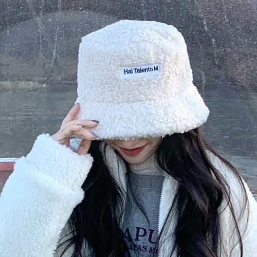 Korean version of INS lambs fur fisherman's Hat Winter Teddy cashmere hat autumn winter