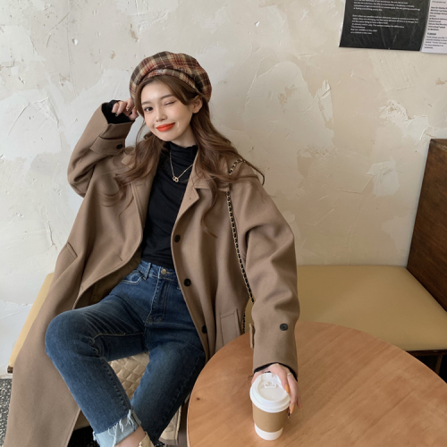 Real price ~ Korean winter retro style, versatile medium and long cotton wool coat coat, 2 colors
