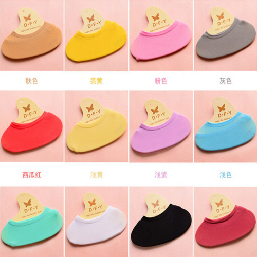 Slip-proof Silicone Boat Socks Shallow Invisible Low-Band Velvet Slim Lady's Pure-color Magic Socks Candy